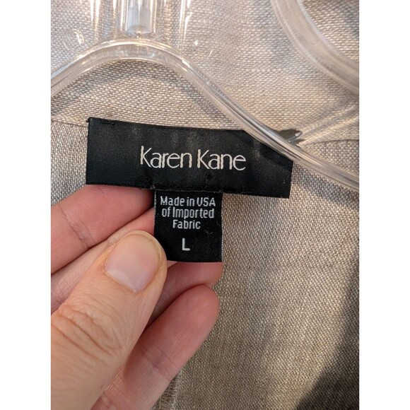 Karen Kane 100% Linen One Button Blazer Jacket Women Large Ruffles 3/4 Sleeves - Picture 6 of 8